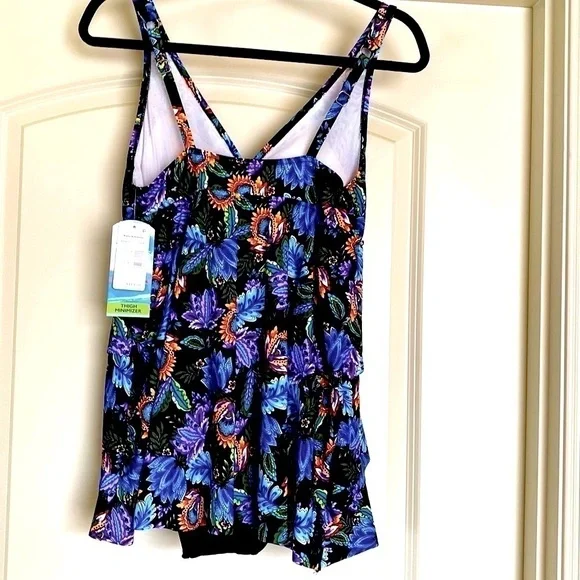 NWT- Swim Solutions Swim suit tummy control thigh minimizer Beach Coadtal Sz 10. - Picture 2 of 9